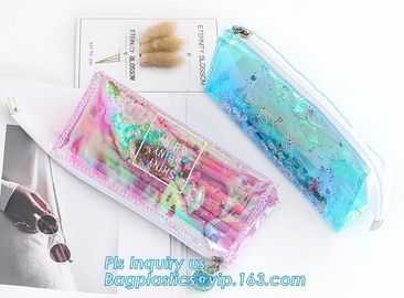 eva toiletry cosmetic makeup bag, slider zipper plastic bags half clear zip lock bag, frosted swimwear PVC vinyl Bag wit