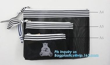 Office A4 /A5 size pvc plastic mesh zipper file bag, B6 A5 B5 A4 transparent zipper closure document file folder bags