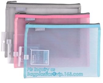 Office A4 /A5 size pvc plastic mesh zipper file bag, B6 A5 B5 A4 transparent zipper closure document file folder bags