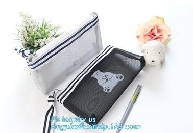 A3,A4,A5,B4,B5,B6,B8 file folder clear mesh bag printed logo document folder with zipper, Waterproof Tear-resistant Blac