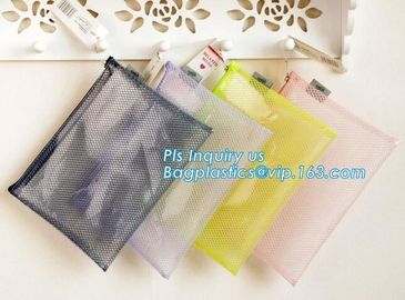 A3,A4,A5,B4,B5,B6,B8 file folder clear mesh bag printed logo document folder with zipper, Waterproof Tear-resistant Blac