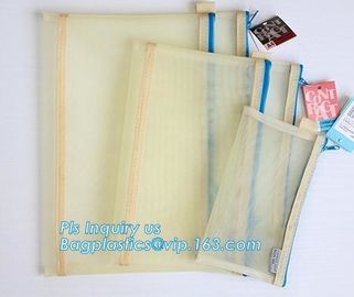 PVC interlayer zipper document mesh bag, Mesh Zipper Bag For Office &amp; School File Document A4, Zipper mesh document bag