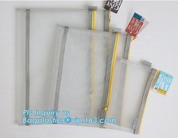 PVC interlayer zipper document mesh bag, Mesh Zipper Bag For Office &amp; School File Document A4, Zipper mesh document bag