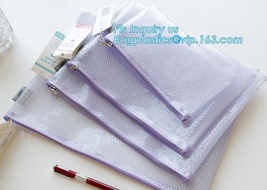 Office Stationery Plastic Mesh A5 Black File Folders with Zipper, A4 Eco-friendly PVC Mesh Zipper Document Bag Plastic A