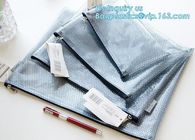 Office Stationery Plastic Mesh A5 Black File Folders with Zipper, A4 Eco-friendly PVC Mesh Zipper Document Bag Plastic A