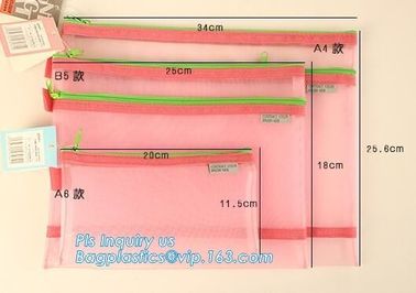 Office Stationery Plastic Mesh A5 Black File Folders with Zipper, A4 Eco-friendly PVC Mesh Zipper Document Bag Plastic A