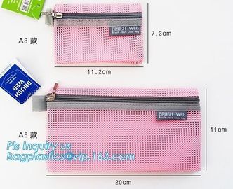 promotional zipper bag mesh file bags organizer, eco-friendly PVC A4 mesh material case file document bag, Nylon mesh do