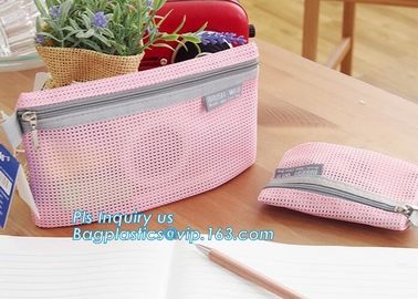 zipper lock file document mesh bag, A6 transparent zipper mesh document file stationery bag, zip Lock File Bags Stationa