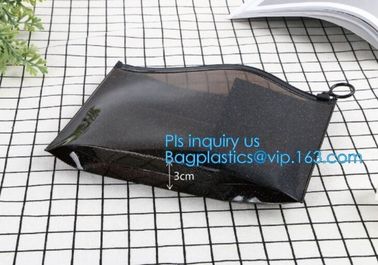 slider zip lock black zip lock bag, nylon zipper pouch travel toiletry makeup PVC cosmetic bag, zipper and slider OEM or