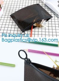 slider zip lock black zip lock bag, nylon zipper pouch travel toiletry makeup PVC cosmetic bag, zipper and slider OEM or