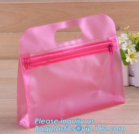 Durable Vinyl With Carry Handle Train Bag, zipper cosmetic bags with double slider, promotional travel custom pvc small