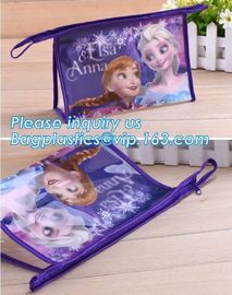 travel use frosted pvc cosmetic zipper bag with logo, zip slider pipping cosmetic hand sample promotion bags, Clear PVC