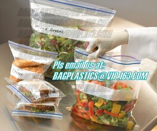 double track custom printing freezer zipper bags, Resealable clear PE double sealed zipper bag wholesales, FDA food pack