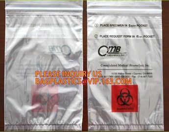 Biohazard specimen zipper bag Customized, zipper specimen store plastic biohazard bag manufacture sell, laboratory test