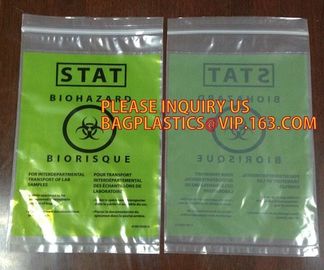 printing plastic biohazard PE Zipper Specimen Bags, Zip Top Biohazard Bags, Bio Harzard Specimen Bags/Medical Waste Bioh