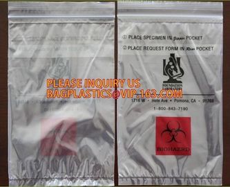 printing plastic biohazard PE Zipper Specimen Bags, Zip Top Biohazard Bags, Bio Harzard Specimen Bags/Medical Waste Bioh