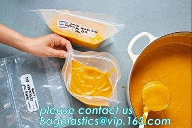 soup bag, liquid storage, food double zip lock plastic packaging bag, Eco Friendly zip lock bag, polyethylene packaging