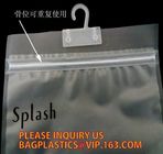 Self Seal Zip Lock Transparent Compound PP Sock bag， pp plastic zip lock bag with metal hang hole, hanger hook, frosted