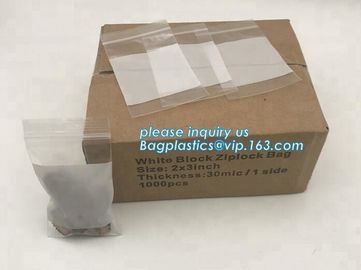 white block zip lock bags, bag with white panel, three white block, handwrite white block, red line grip bags, grip zipp