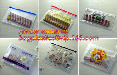 Printed PVC LDPE Zip lockk bags slider zip lock plastic bag, vinyl toiletry zipper bag pvc slider bag