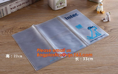 Customized Plastic Zipper File Folder Bag, PVC Slider Zip Closure A4 Paper Folder Files Bag, plastic document folder