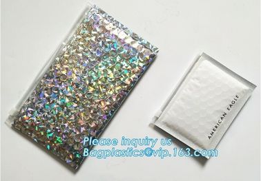 Poly Bubble Mailer with Zip on Top Glitter Make Up Bags,Metallic Glossier Pink Cosmetic Packing Zip lockk Bubble Pouch Sli