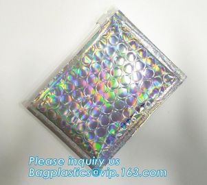 Poly Bubble Mailer with Zip on Top Glitter Make Up Bags,Metallic Glossier Pink Cosmetic Packing Zip lockk Bubble Pouch Sli
