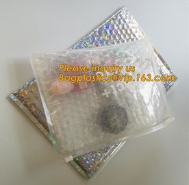 Factory Transparent Cosmetic Zip lockk clear bubble bags/Hot sale Slider Zipper Bag,wholesale metallic glossy holographic