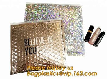 Cosmetic Pink Slider Padded Bag/Silver Zip lockk Bag With Bubble,Padded Envelopes Cheap Aluminium Foil Zip lockk Holographic