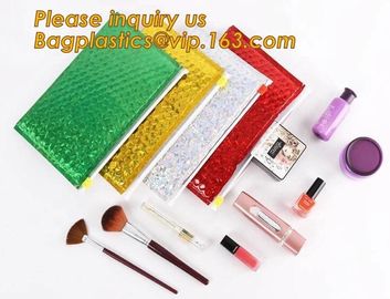Zip lockk Bubble Bag Zipper Padded Bag with LOGO for Cosmetic,custom colorful metallic bubble zipper bag Packaging Cosmeti