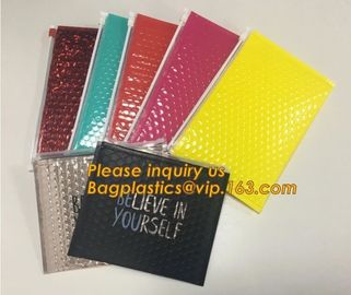 Zip lockk Bubble Bag Zipper Padded Bag with LOGO for Cosmetic,custom colorful metallic bubble zipper bag Packaging Cosmeti