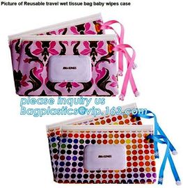 Promotion reusable Zip lockk travel plastic EVA baby tissue wet wipes bag with lid, Eco-friendly plastic colorful wet tiss