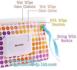 Promotion reusable Zip lockk travel plastic EVA baby tissue wet wipes bag with lid, Eco-friendly plastic colorful wet tiss