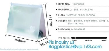 Eco-friendly Red Clear Slider Zipper PVC Cosmetic Make Up Bikini Bag, pvc zipper lock slider bag