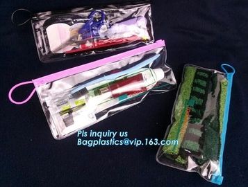 makeup cosmetic bag beauty flat pouch, bag clear vinyl pvc packaging bag with slider zipper, vinyl slider zipper bag,zip