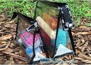 makeup cosmetic bag beauty flat pouch, bag clear vinyl pvc packaging bag with slider zipper, vinyl slider zipper bag,zip
