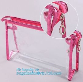 Clear PVC Makeup Bag With Button Closure Slider Cosmetic Packaging Bags, cosmetic packaging slider bag with custom logo,