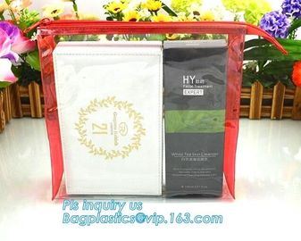 2.5 mil slider PVC bag, make-up packaged factory slider PVC cosmetics bag, Slider Closure Cosmetic Bottle Set Packing PV