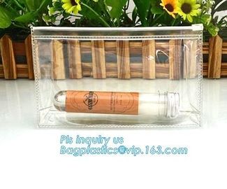 2.5 mil slider PVC bag, make-up packaged factory slider PVC cosmetics bag, Slider Closure Cosmetic Bottle Set Packing PV