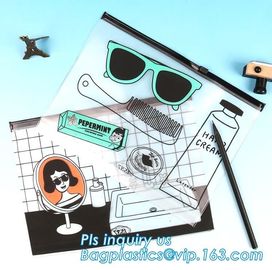 Waterproof Zip lockk slider PVC Travel Cosmetic Bag Makeup Organizer Bag for Women Girls, eva pvc zip bag for promotion pa