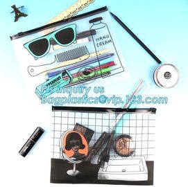 Waterproof Zip lockk slider PVC Travel Cosmetic Bag Makeup Organizer Bag for Women Girls, eva pvc zip bag for promotion pa