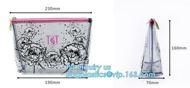 swimwear PVC vinyl Bag with slider zipper, Cosmetic Pouch good quality with zipper packing bag, slider button pvc transp