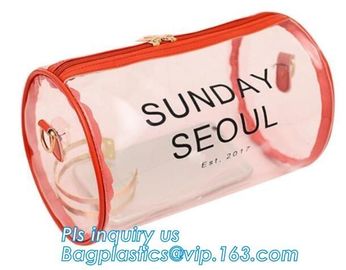 barrel Shaped Travel Cosmetic Bag, Barrel cosmetic Bag travel wash bag with zipper, Travel Cosmetic Bag with Inner Mirro