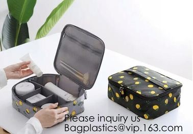Stylish Black Makeup Brush Organizer Cosmetic Bag Storage Bag With Handle For Travel,Ladies Plain Unisex Toiletry Handba