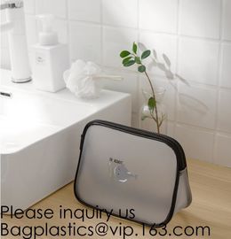 Eco Friendly PVC Zipper Cosmetic Pouch Clear Toiletry Bag, Stand Up Packaging Zip Lock Cosmetic Bag Pouch, bagease
