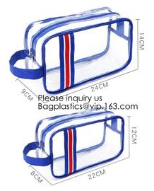 Modern Fashion Travel Portable Transparent PVC Customized Logo Cosmetic Pouch,PVC Cosmetic Pouch With red Zipper