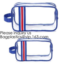 Modern Fashion Travel Portable Transparent PVC Customized Logo Cosmetic Pouch,PVC Cosmetic Pouch With red Zipper
