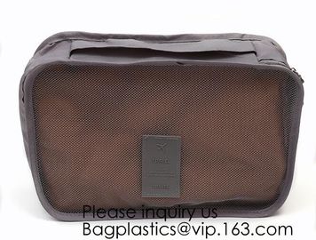 6pcs Travel Clothing Mesh Pouch Laundry Bag Travel Organizer Clothing packs Handle,metal zipper customize logo print mak