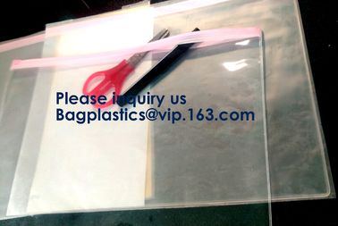 Document File Zip Bags with Hook Hanger Slider Stationary Pen Pencil Packaging Bags,Office Green Clear Zip Folders PVC F