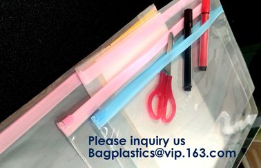 Document File Zip Bags with Hook Hanger Slider Stationary Pen Pencil Packaging Bags,Office Green Clear Zip Folders PVC F